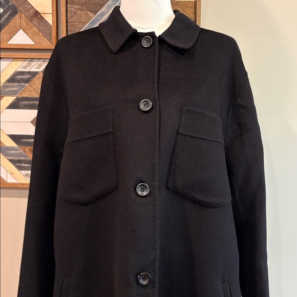 NakedCashmere Felted Wool Cashmere Black Shacket Button Up Cardigan Jacket Large - Picture 2 of 12